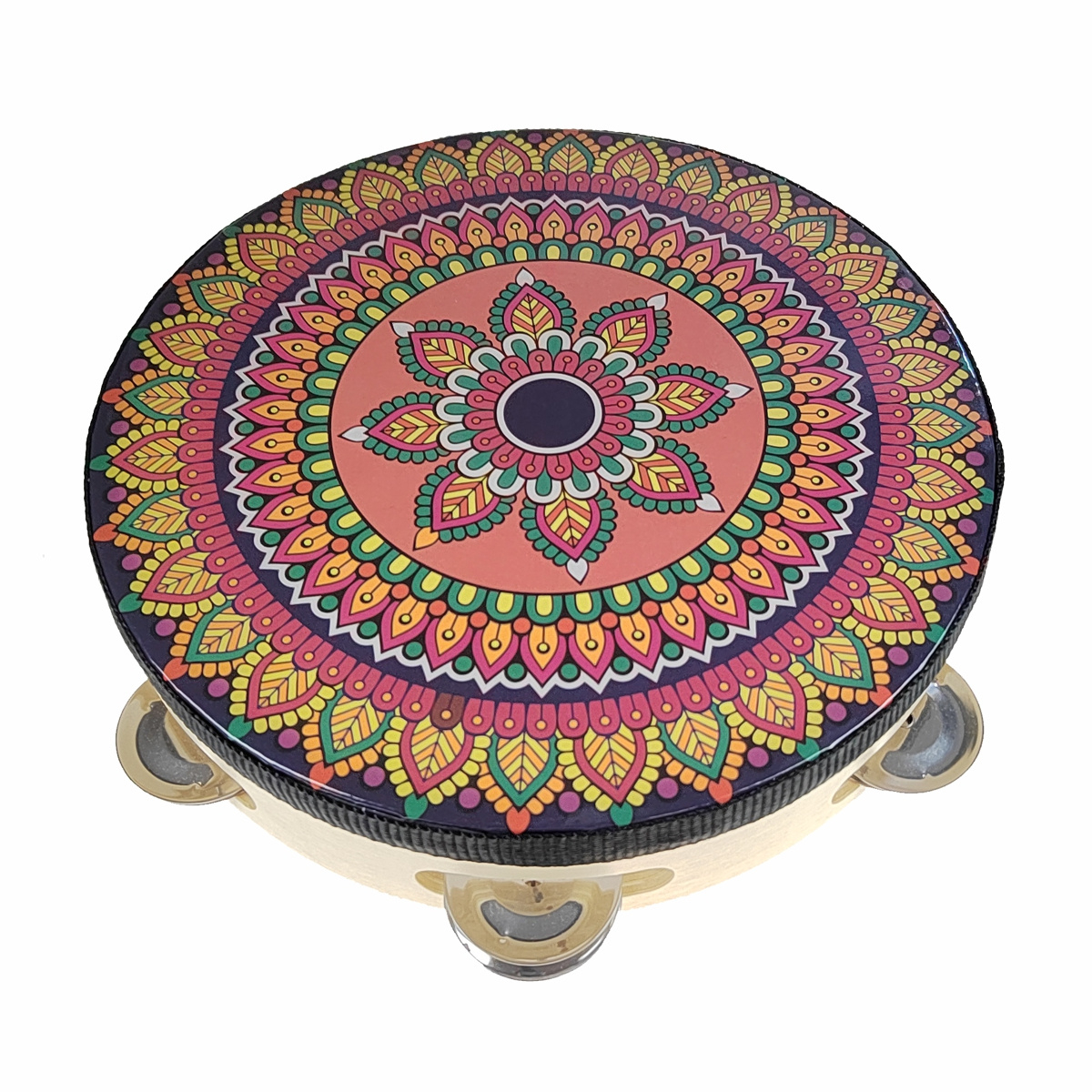 Mandala tambourine with head - 15cm